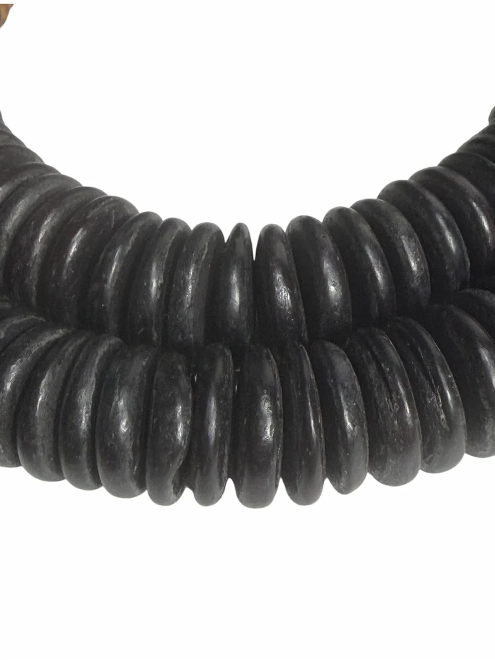 Chunky Boho Black & Gold Statement Necklace Wood Coconut Discs 80s 90s